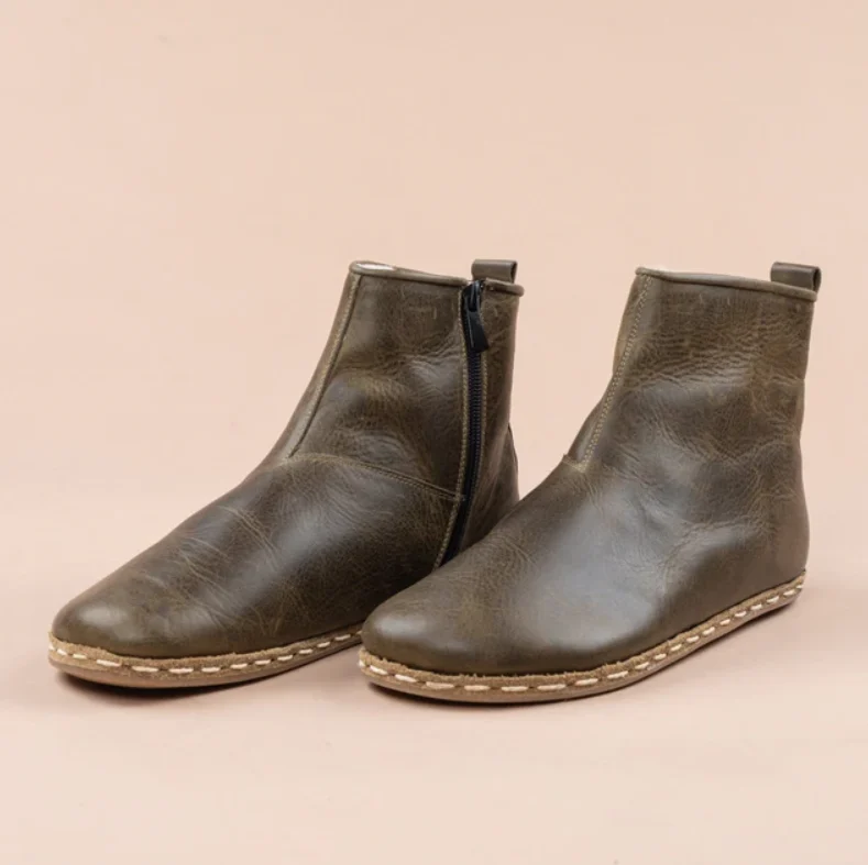 Men's Green Barefoot Boots With Fur (4)