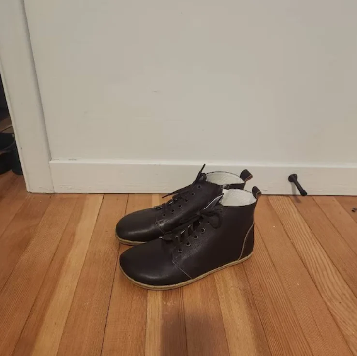 Women Handmade Short Zipper & Laces Boots Zero Drop (2)